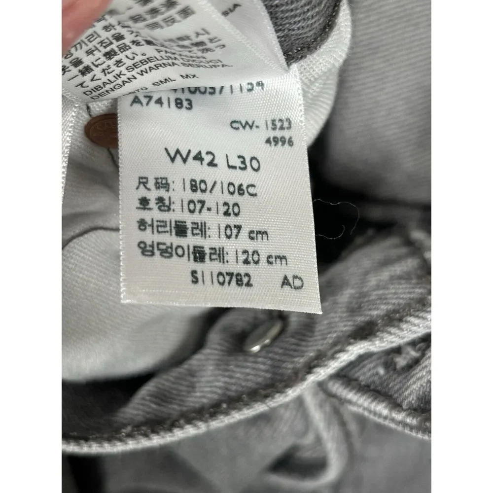 Levis 501 Jeans New Mens Original‎ Button Fly Color Grey 42x30 NWT